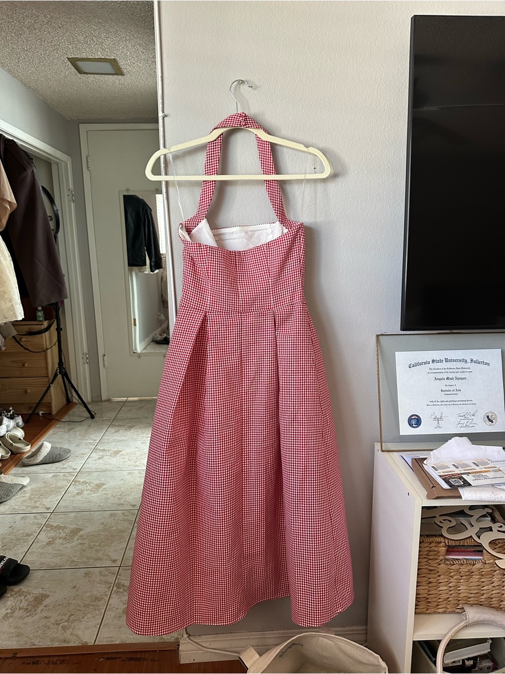 Meshki Juana Halter Midi Dress in Red Gingham - Picture 7 of 7